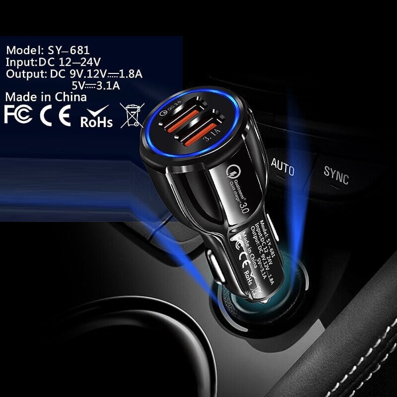 QC3.0 35W Dual USB 6A Fast Charging Car Charger Quick Charge Mobile Phone Charger for iPhone Samsung Nokia Oppo Moto Google QC3.0 35W Dual USB 6A Fast Charging Car Charger Quick Charge Mobile Phone Charger for iPhone Samsung Nokia Oppo Moto Google